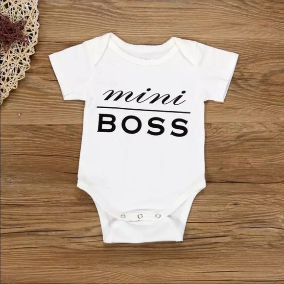 Other - Baby Onesie Unisex White Black Mini Boss Bodysuit